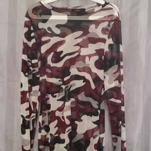Forever21 red white and black camo dress